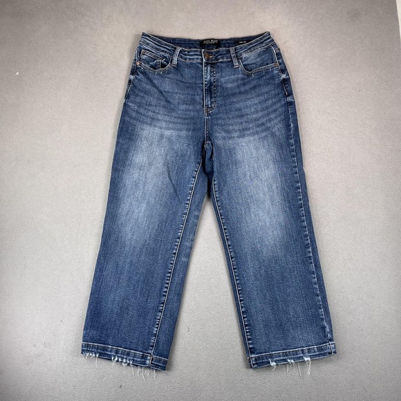 Judy Blue Denim - Judy Blue Jeans Womens 13 31 Blue Wide Leg Frayed Raw Hem Denim High Rise